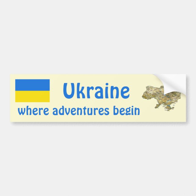 Ukraine Flag + Karte Autoaufkleber (Vorne)