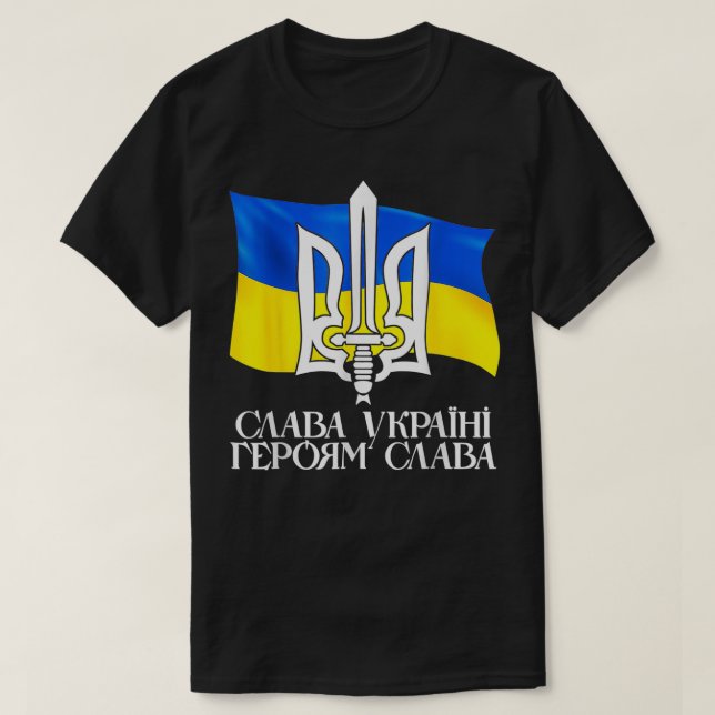 UKRAINE FLAG SYMBOL, Ukraine Flag and Trident Ukra T-Shirt (Design vorne)