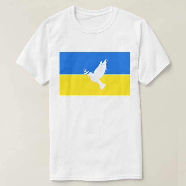 Ukraine Flag T - Shirt Taube des Friedens (Design vorne)