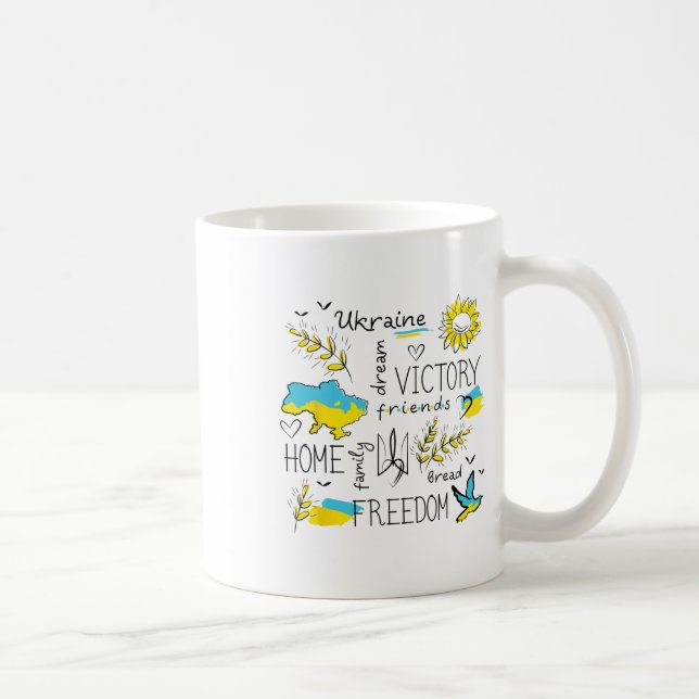 Ukraine Flag - Viktory - Freedom - Home - Map Ukra Kaffeetasse (Rechts)