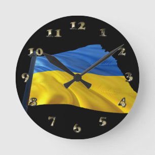 Ukraine Flag - War, Politics, Suffering Runde Wanduhr