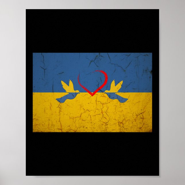 Ukraine Flag With Heart  Poster (Vorne)