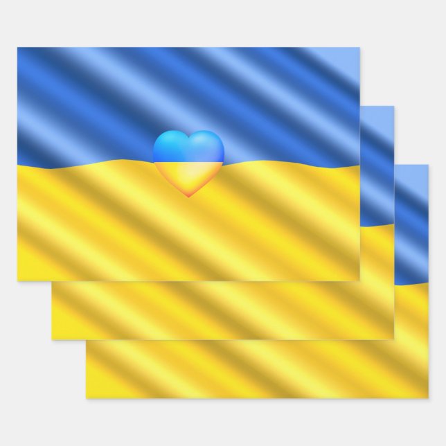 Ukraine Flag Wrapping Paper Sheets Herz - Freiheit Geschenkpapier Set (Set)