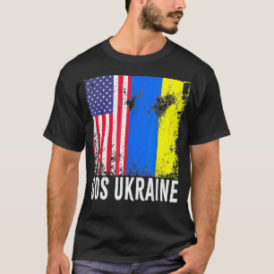 Ukraine-Flagge Amerikanische Flagge Unterstützung  T-Shirt