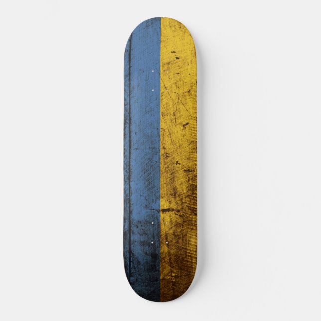 Ukraine-Flagge auf altem hölzernem Korn Skateboard (Vorderseite)
