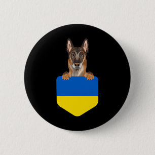 Ukraine-Flagge Belgischer Malinoi-Hund in der Tasc Button