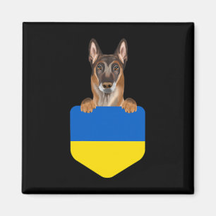 Ukraine-Flagge Belgischer Malinoi-Hund in der Tasc Magnet