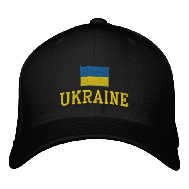 Ukraine-Flagge Bestickte Baseballkappe (Vorderseite)