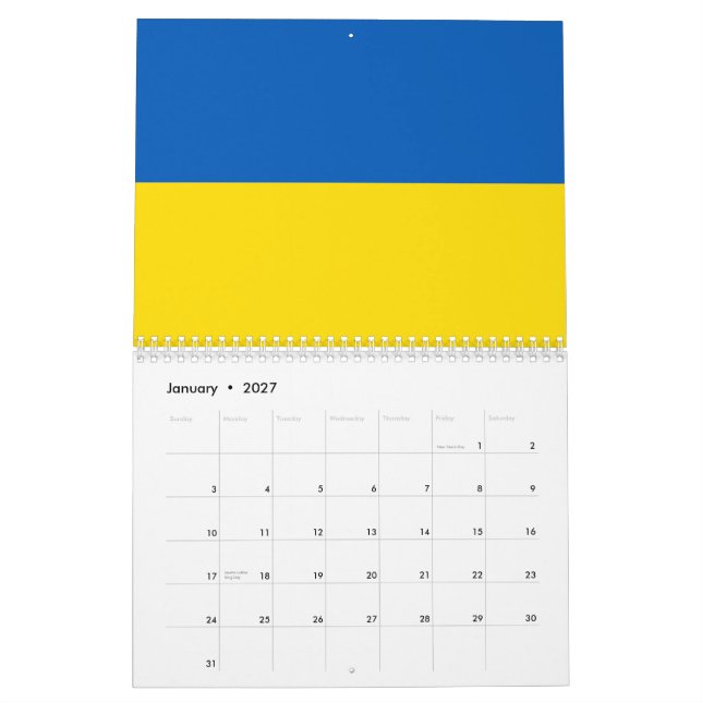 Ukraine Flagge blau und gelb patriotisch modern Kalender (Jan 2027)