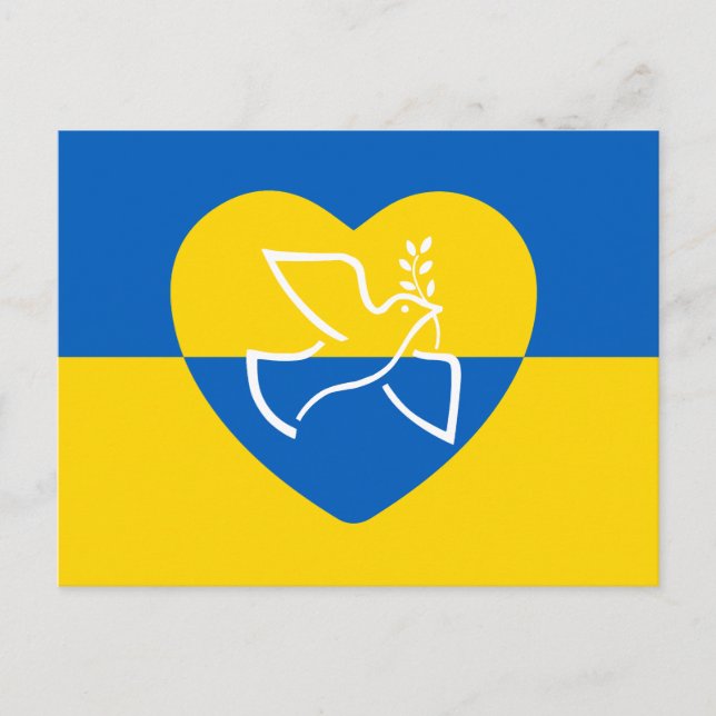 Ukraine-Flagge, blaue und gelbe Herzenstieftaube Postkarte (Vorderseite)