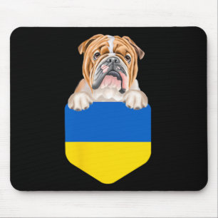 Ukraine-Flagge Bulldogge Hund In Tasche Mousepad