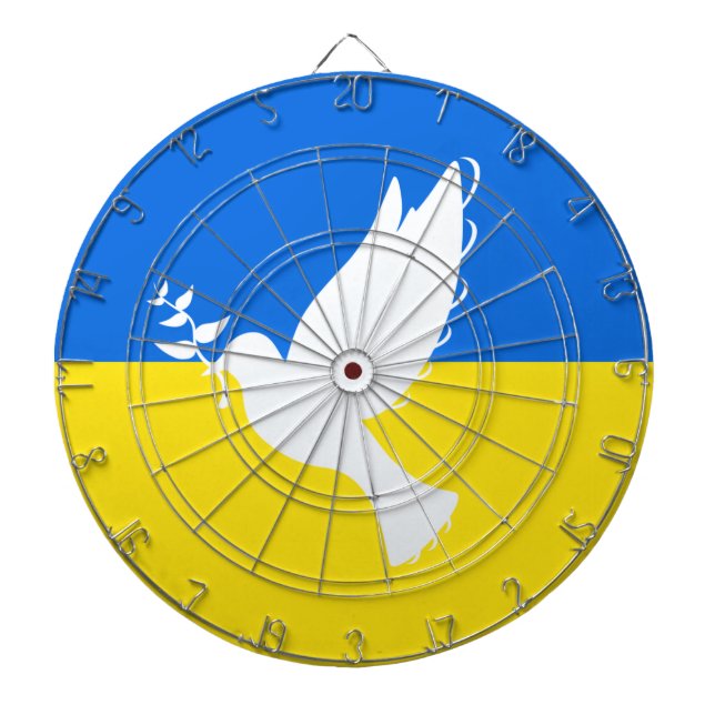 Ukraine Flagge Dartboard Dove of Peace - Freiheit Dartscheibe (vorne)