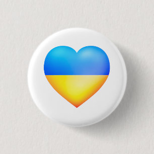 Ukraine - Flagge der Ukraine - Herz - Friedensfrei Button
