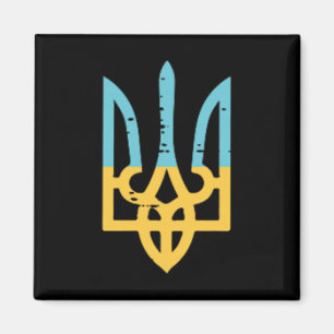 Ukraine-Flagge Dreizack Tasche Ukrainisches Wappen Magnet