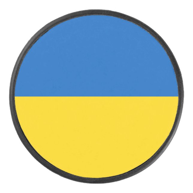 Ukraine-Flagge Eishockey Puck (Vorderseite)