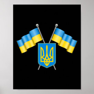Ukraine-Flagge Emblem Wappen Wappen Nationalemblem Poster