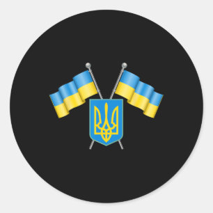 Ukraine-Flagge Emblem Wappen Wappen Nationalemblem Runder Aufkleber