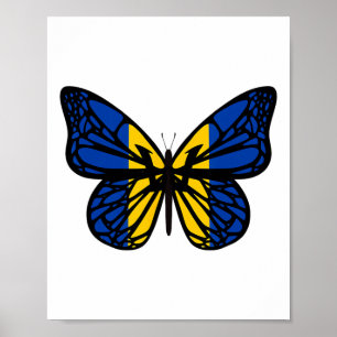 Ukraine-Flagge Farb-Schmetterling - Tryzub Dreizac Poster