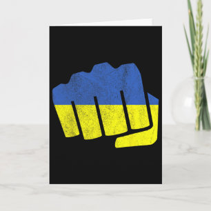 Ukraine-Flagge Faust. Bleib Stark Ukraine. Blau Un Karte