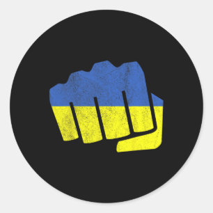 Ukraine-Flagge Faust. Bleib Stark Ukraine. Blau Un Runder Aufkleber