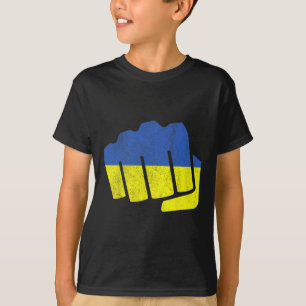 Ukraine-Flagge Faust. Bleib Stark Ukraine. Blau Un T-Shirt