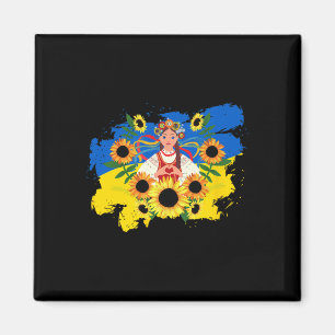 Ukraine-Flagge Florale Frau Herz Hände Unterstützu Magnet
