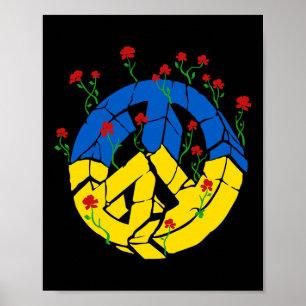 Ukraine-Flagge Friedensblumen Poster
