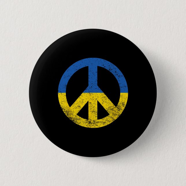 Ukraine-Flagge Friedenssymbol  Button (Vorderseite)