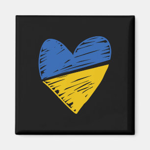 Ukraine-Flagge gekritzeltes Herz in Blau-Gelb  Magnet