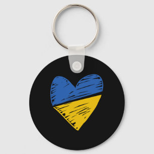 Ukraine-Flagge Gekritzeltes Herz in Blau Gelb  Schlüsselanhänger