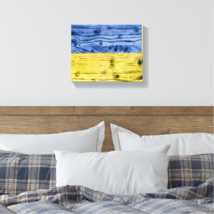 Ukraine-Flagge gelb-blaue Holztextur Muster Leinwanddruck