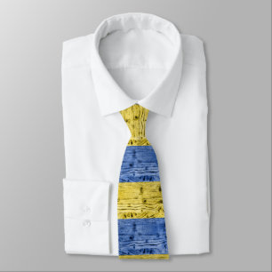 Ukraine-Flagge gelb-blaues Holztexturmuster Krawatte