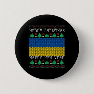 Ukraine-Flagge Hässliches Weihnachten Button