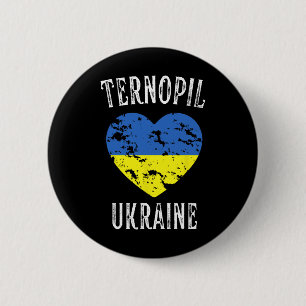 Ukraine-Flagge Herz Ternopil Stadt  Button