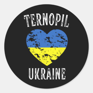 Ukraine-Flagge Herz Ternopil Stadt Runder Aufkleber