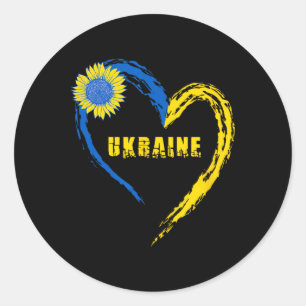 Ukraine-Flagge Herz Vintage Ukrainische Liebhaber  Runder Aufkleber