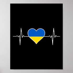 Ukraine-Flagge Herzschlag Puls Wurzeln Land Ukrain Poster
