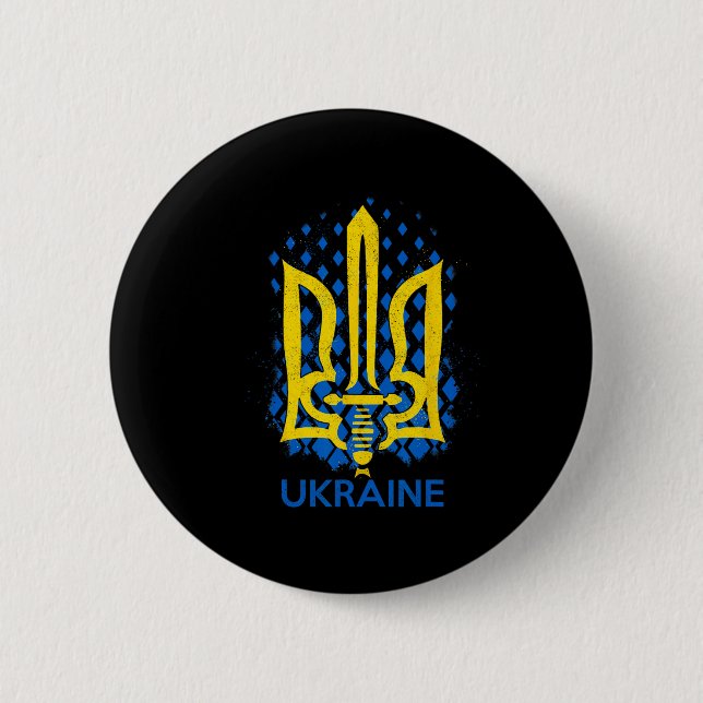 Ukraine-Flagge - Ich stehe mit der Ukraine Ukraini Button (Vorderseite)