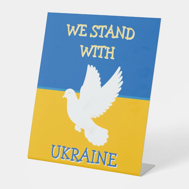 Ukraine-Flagge | Ich stehe mit Urkaine Sockelschild (Vorderseite)