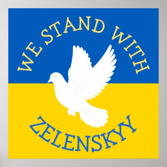 Ukraine-Flagge | Ich stehe mit Zelenskyy Poster (Vorne)
