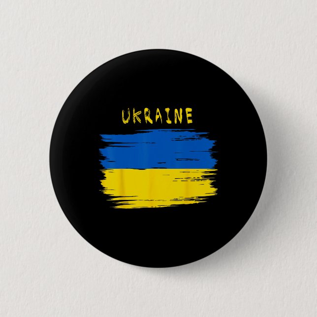 Ukraine-Flagge im Pinselstrich-Stil  Button (Vorderseite)