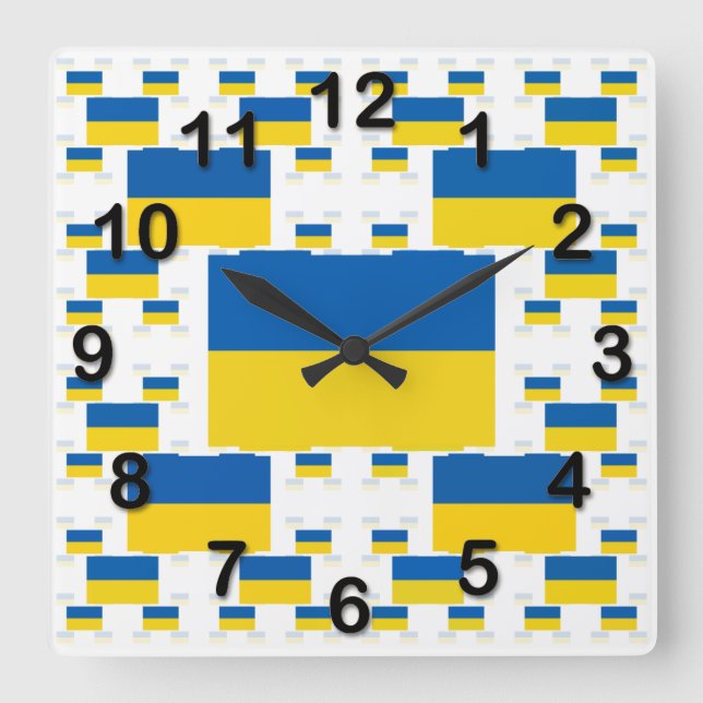 Ukraine-Flagge in mehrfachen bunten Schichten 2 Quadratische Wanduhr (Vorderseite)