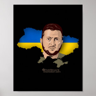 Ukraine-Flagge Karte Selenskyj Präsident der Ukrai Poster