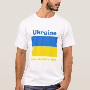 Ukraine-Flagge + Karte + Text-T - Shirt