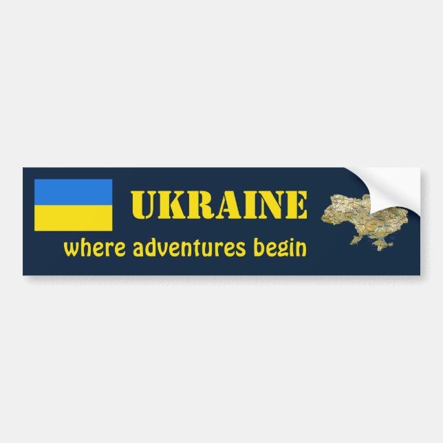Ukraine-Flagge + Karten-Autoaufkleber Autoaufkleber (Vorne)
