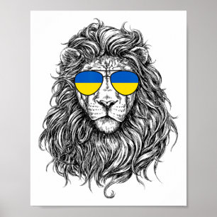 Ukraine-Flagge Löwe Sonnenbrille Ukraine-Geschenke Poster