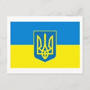 Ukraine-Flagge mit COA-Postkarte Postkarte