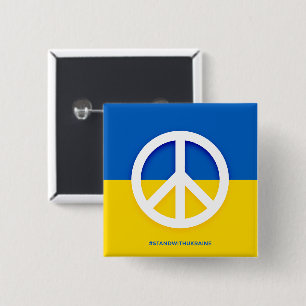 Ukraine-Flagge mit dem Symbol des Friedens Button