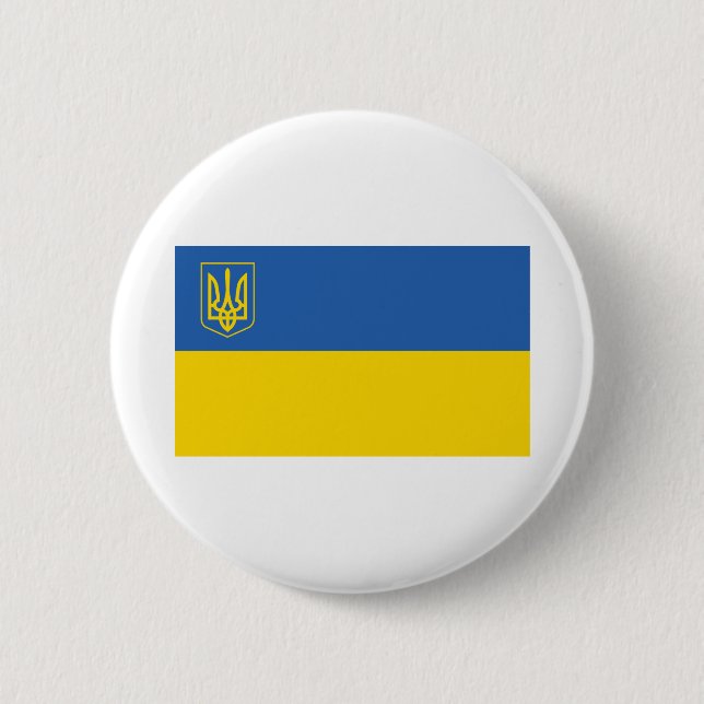 Ukraine-Flagge-mit-Dreizack Button (Vorderseite)