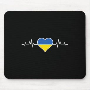 Ukraine-Flagge mit Herz Herzschlag Liebe Ukrainisc Mousepad